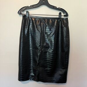 NWT J. Crew Black Croc-Embossed Skirt
